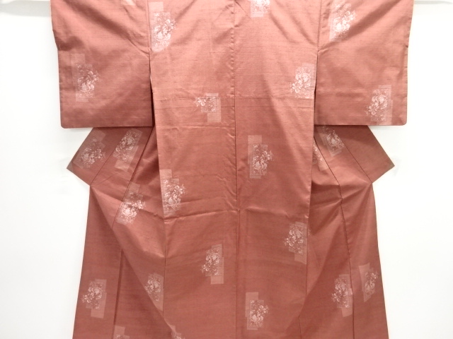 JAPANESE KIMONO / TSUMUGI / WOVEN FLORAL PLANTS